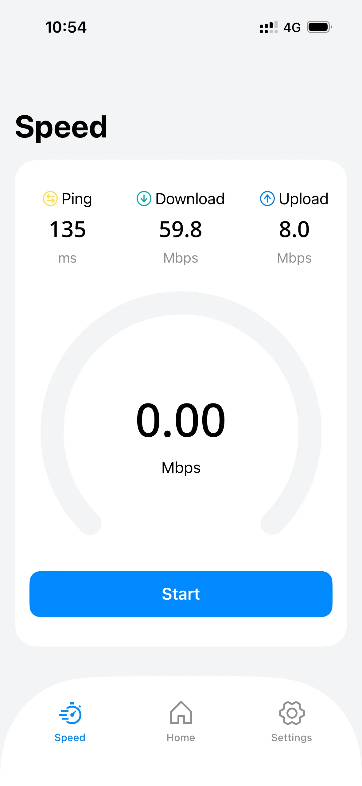Low-ping speed test result for Discord connection: 59.8 Mbps