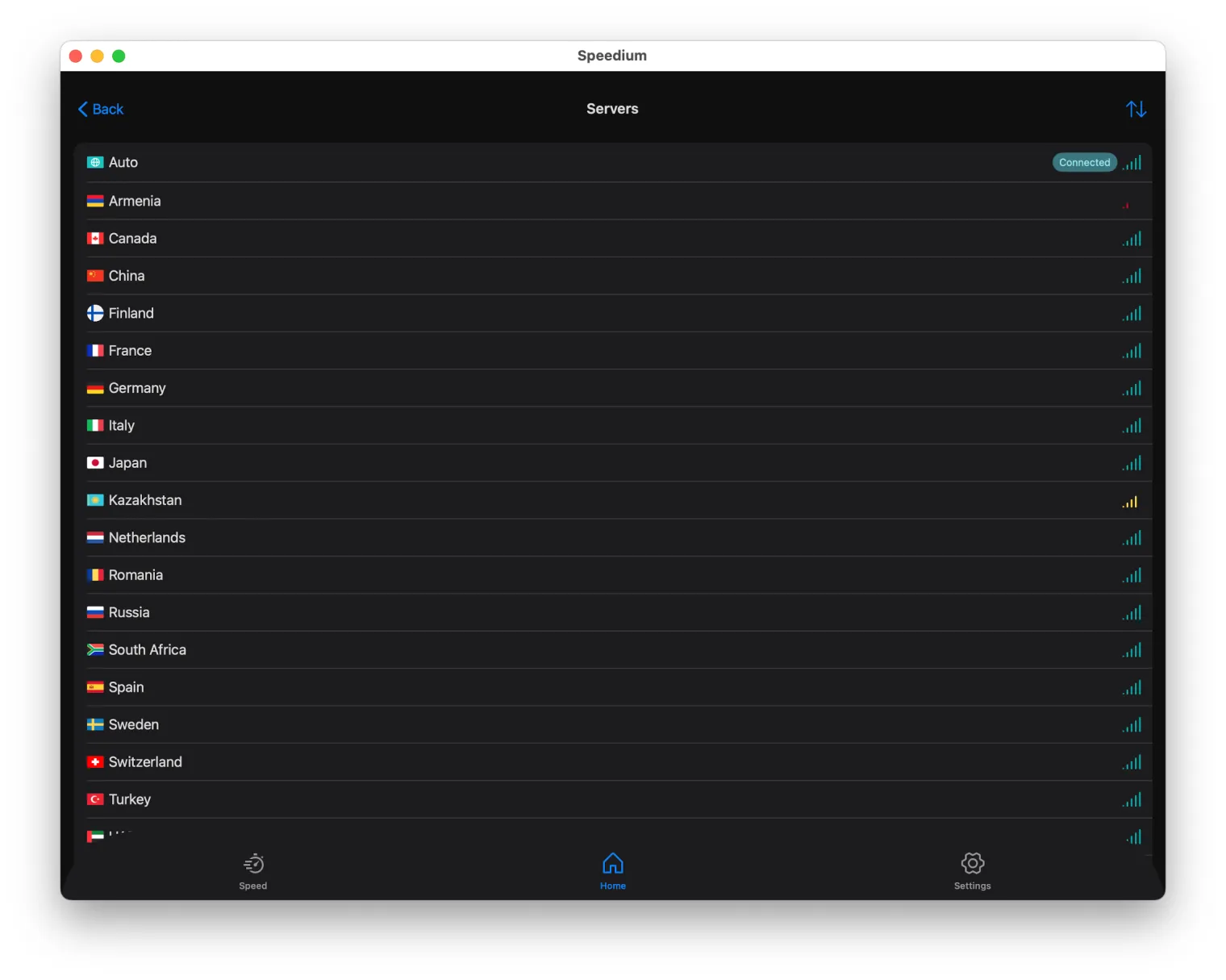 MyVPN server list on Mac