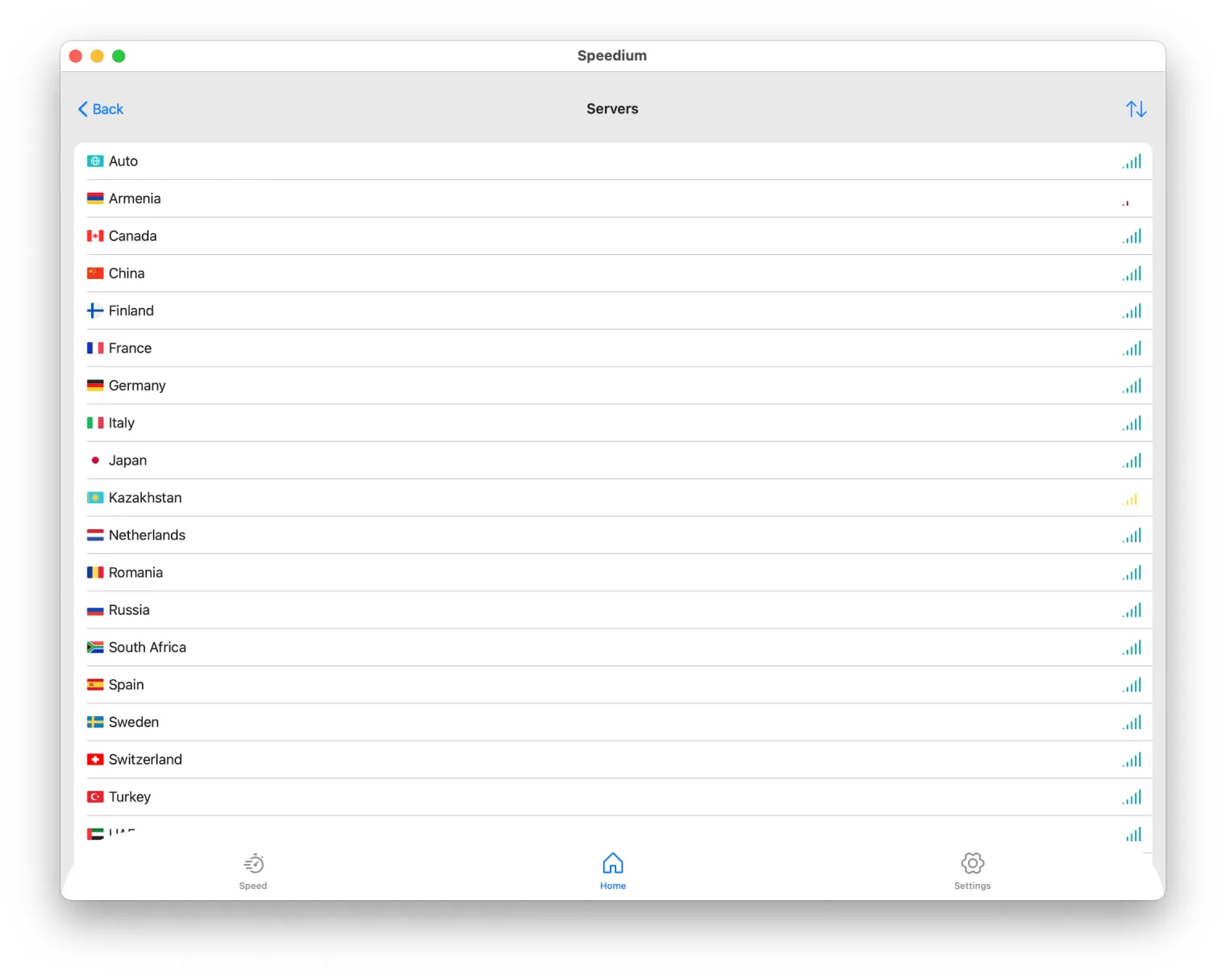 MyVPN server list on Mac