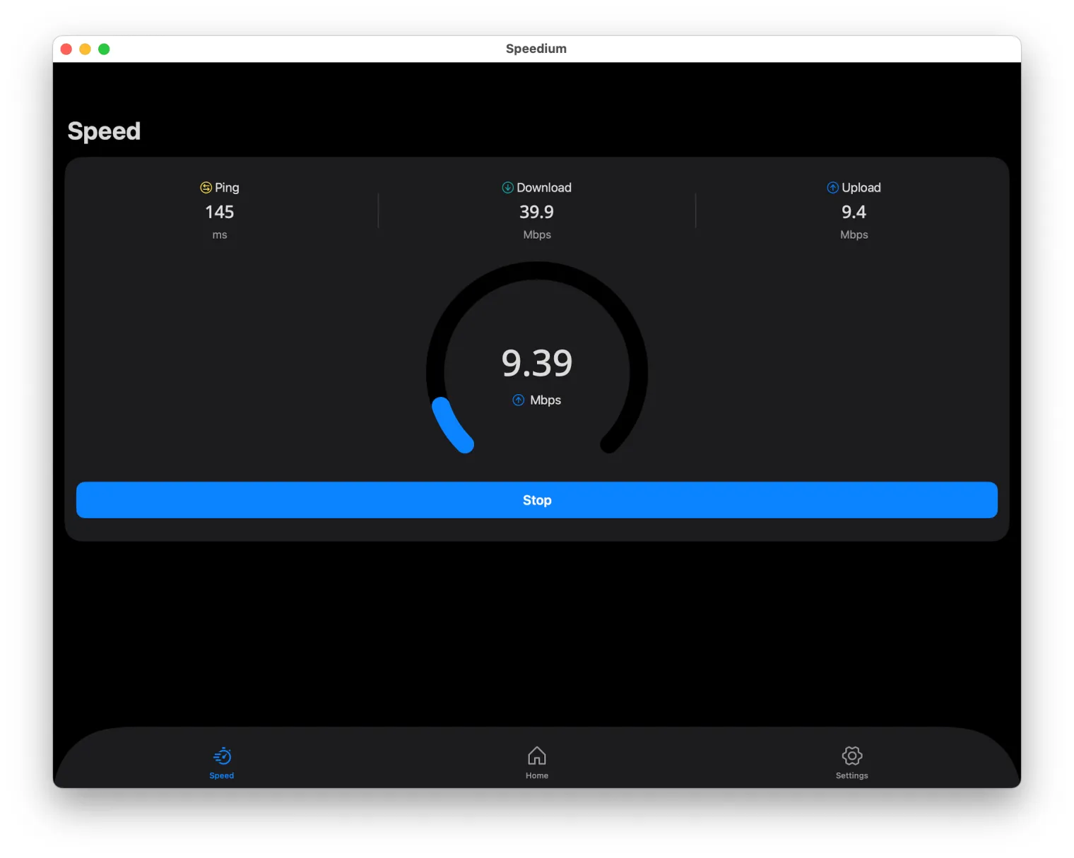 Built-in speed test on Mac