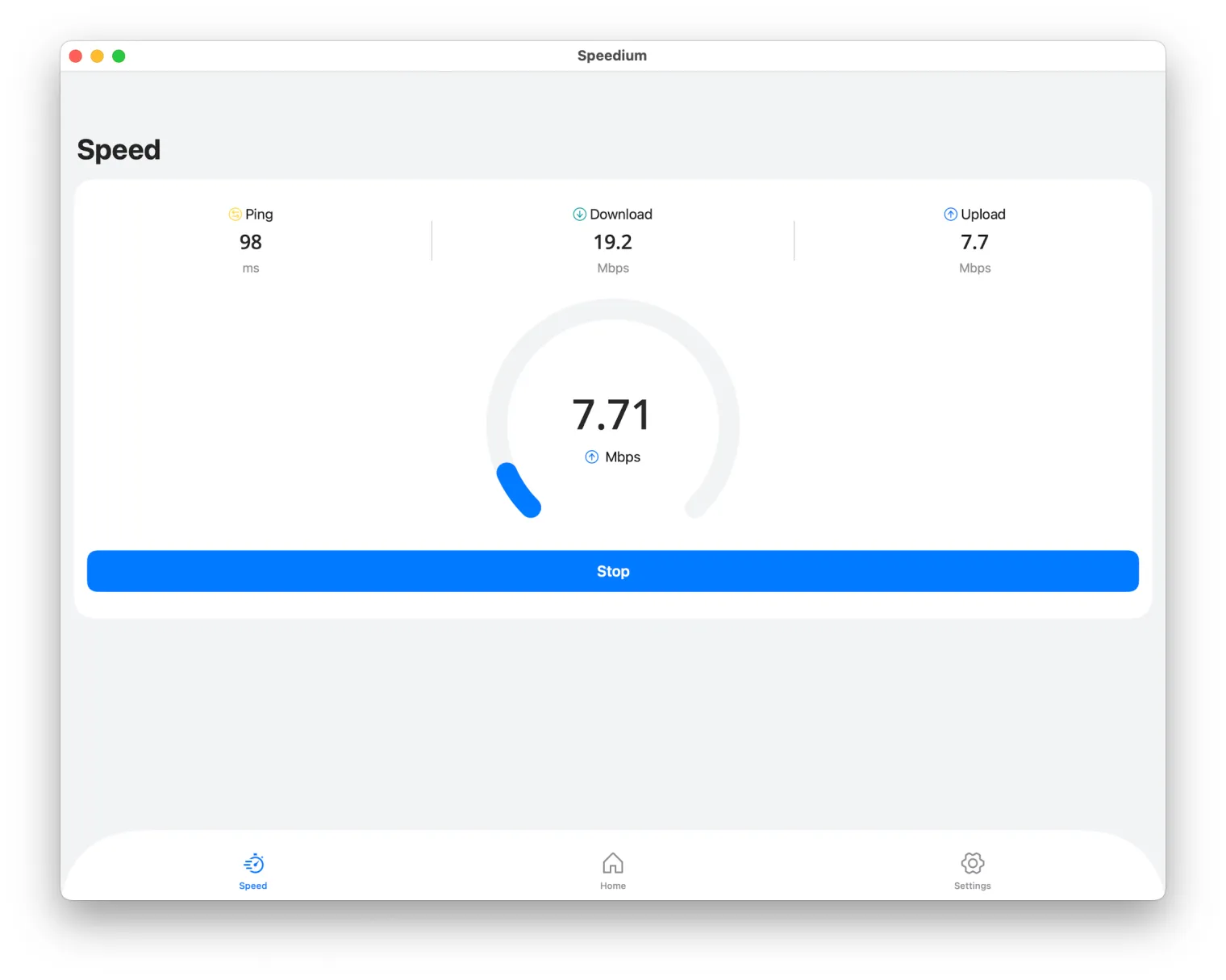 Built-in speed test on Mac